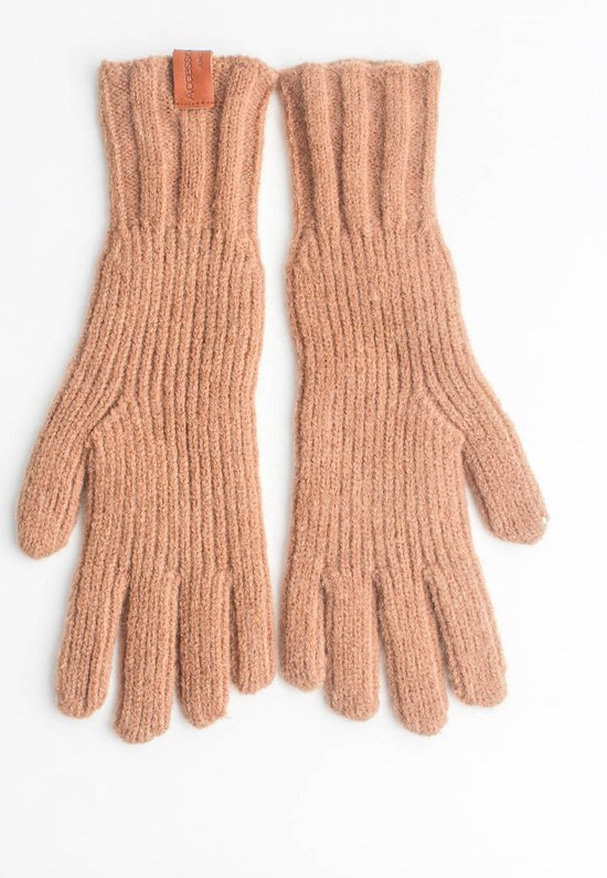 Auxane handschoenen- Accessories Junkie Amsterdam- Dames- Winter- Warme handen- Leren label- Opening vingertopper- Extra lang- Camel