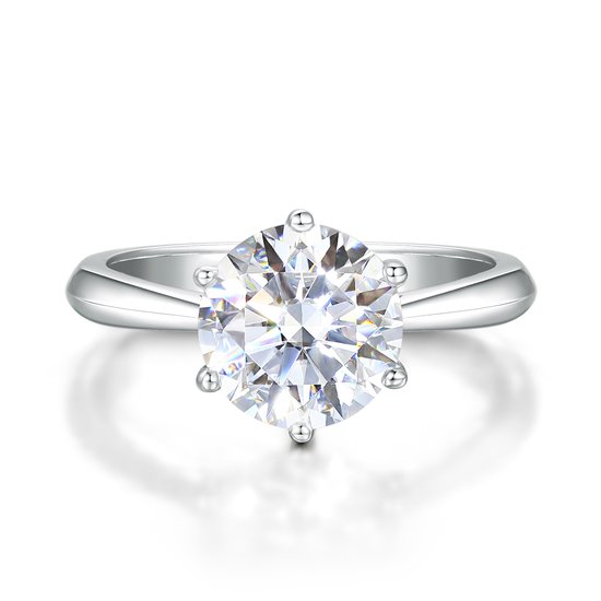 Ella - Platinum Solitair Moissanite Verlovingsring - 3 karaat