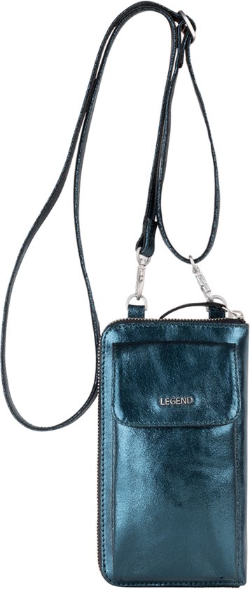 Legend Dames Tas - Telefoontasje - Leer - Metallic Donker groen - Ibiza