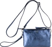 Legend Dames Tas - Clutch - Leer - Metallic Donker Blauw - Como