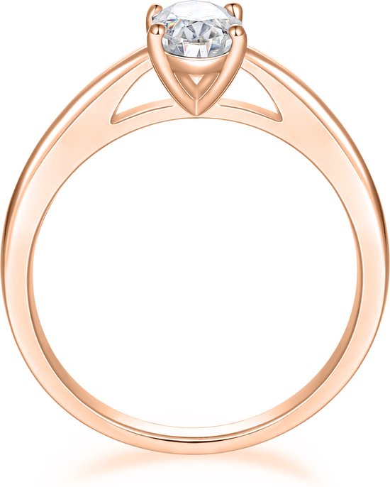 Eloise - Ring solitaire ovale en or rose 18 carats avec moissanite - 0,9 carat