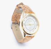 Ecologische Horloge met natuurlijke kurk band - roze/goud kast - vrouwelijk polshorloge - WA-386-C