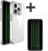 iMoshion Hoesje Shockproof Premium & Screenprotector Gehard Glas Geschikt voor iPhone 15 Pro Max - Transparant