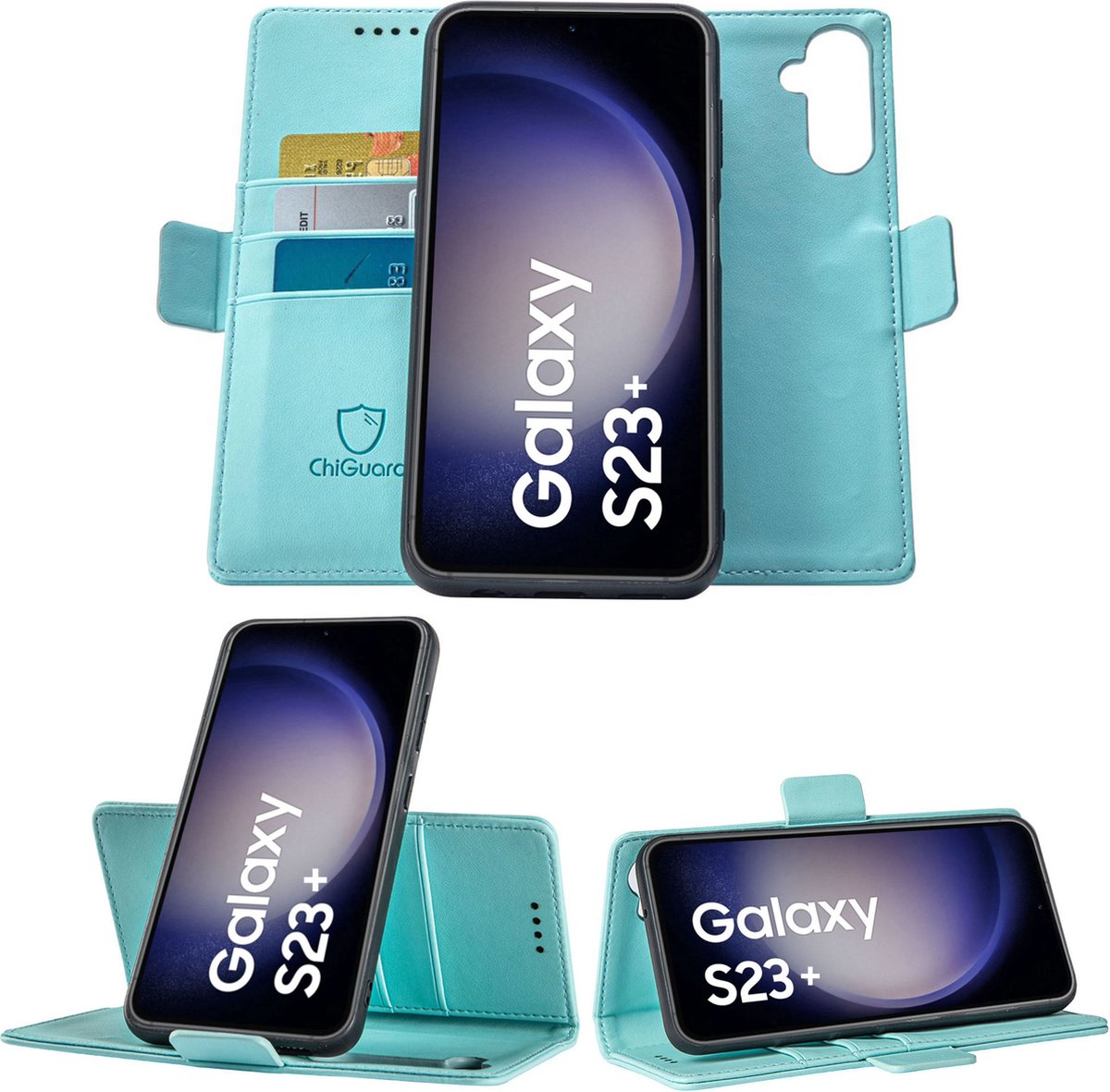 Geschikt voor Samsung Galaxy S23 Plus Book Case Hoesje - Uitneembaar Hoesje - Magnetische Sluiting - Portemonnee Baby Blauw