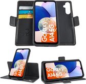 Geschikt voor Samsung Galaxy A14 Book Case Hoesje - Uitneembaar Hoesje - Magnetische Sluiting - Portemonnee Rustic Zwart