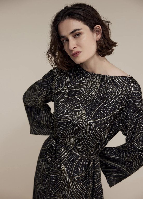 Summum Donkerblauwe Midi Jurk Summum Sequins Print Jurk- Zwart 42 Bol