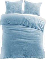 Dream textiles Housse de couette Teddy Fleece Blauw - Lits jumeaux - 240x200/220 cm - Wonderfully Soft Teddy