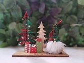 Décoration de Noël en bois Père Noël, sapin de Noël et cadeaux Rouge et Vert 16,5 cm L x 14,5 cm H