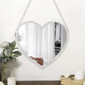 Grote hartvormige spiegel wandspiegel decor, wand make-up spiegel met glitter diamant spiegel voor decoratief houten frame make-up spiegel wandmontage voor woonkamer, slaapkamer, hal, slaapzaal