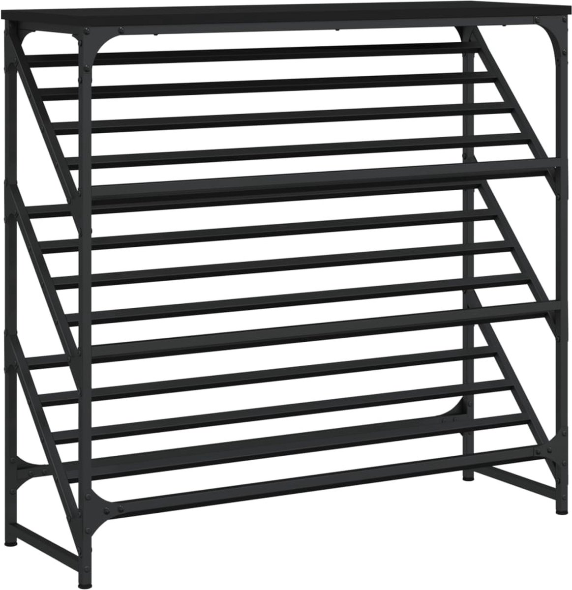 vidaXL Schoenenrek - 90x30x85 - cm - bewerkt - hout - zwart