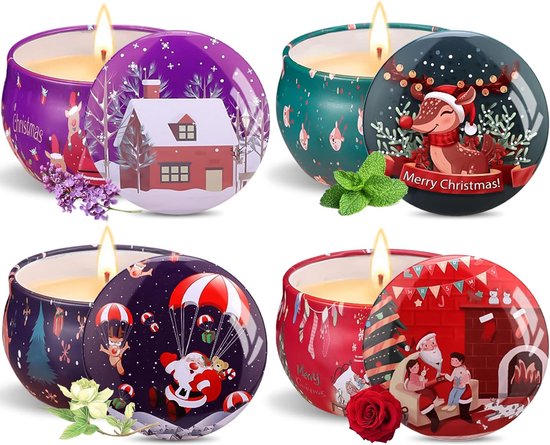 Kerst kaarsjes cadeauset van 4 stuks - Spirituele winkel