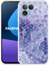 Cazy Hoesje geschikt voor Fairphone 5 Paars Hexagon Marmer