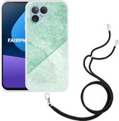 Cazy Hoesje met koord Zwart geschikt voor Fairphone 5 Green Marble
