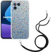 Cazy Hoesje met koord Zwart geschikt voor Fairphone 5 Happy Dots