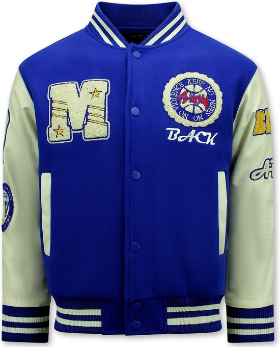 Foto: Vintage oversized american baseball jacket heren 7086 blauw