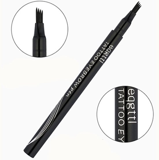 ZWART 4 Tips Microblading Wenkbrauwpen - Waterbestendig Wenkbrauw Pen - Eyebrow Tattoo Pen - Waterproof