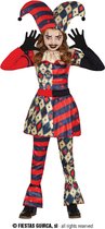 Guirca - Clown & Nar Kostuum - Niet Zo Grappige Scary Clown Nana - Meisje - Blauw, Rood, Wit / Beige - 7 - 9 jaar - Halloween - Verkleedkleding