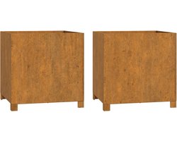 vidaXL - Plantenbakken - met - poten - 2 - st - roestig - 50x50x50 - cm - cortenstaal