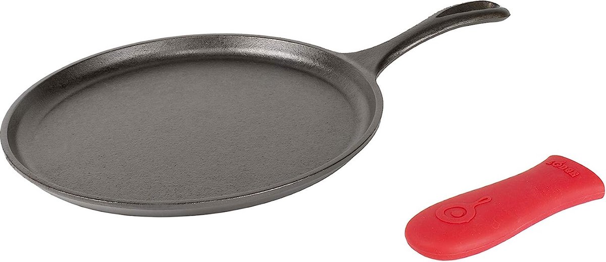 Gietijzeren grill- en warmgrip-houder, 26,7 cm, zwart/rood