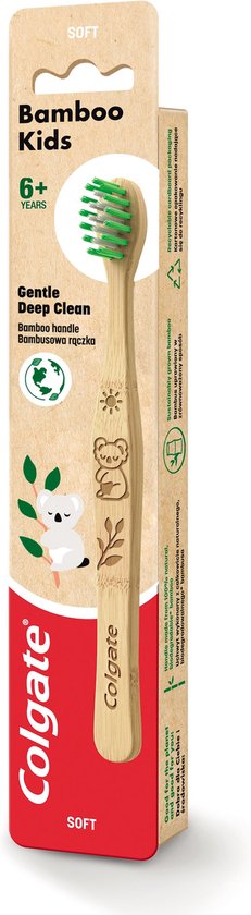 Colgate Bamboo Kids Gentle Deep Clean Kindertandenborstel Soft Vanaf 6 Jaar - 1 Stuk - De Beste Tandenborstel Voor Uw Kind en Milieu