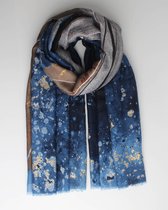 Adele scarf- Accessories Junkie Amsterdam- Dames- Katoenen sjaal- Grafische print- Glitter- Cosy chic- Blauw