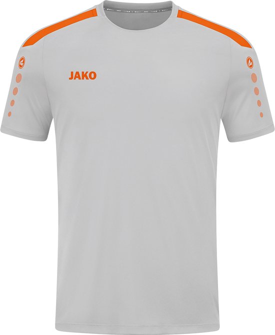 JAKO Shirt Power Korte Mouw Kind Grijs-Oranje Maat 140