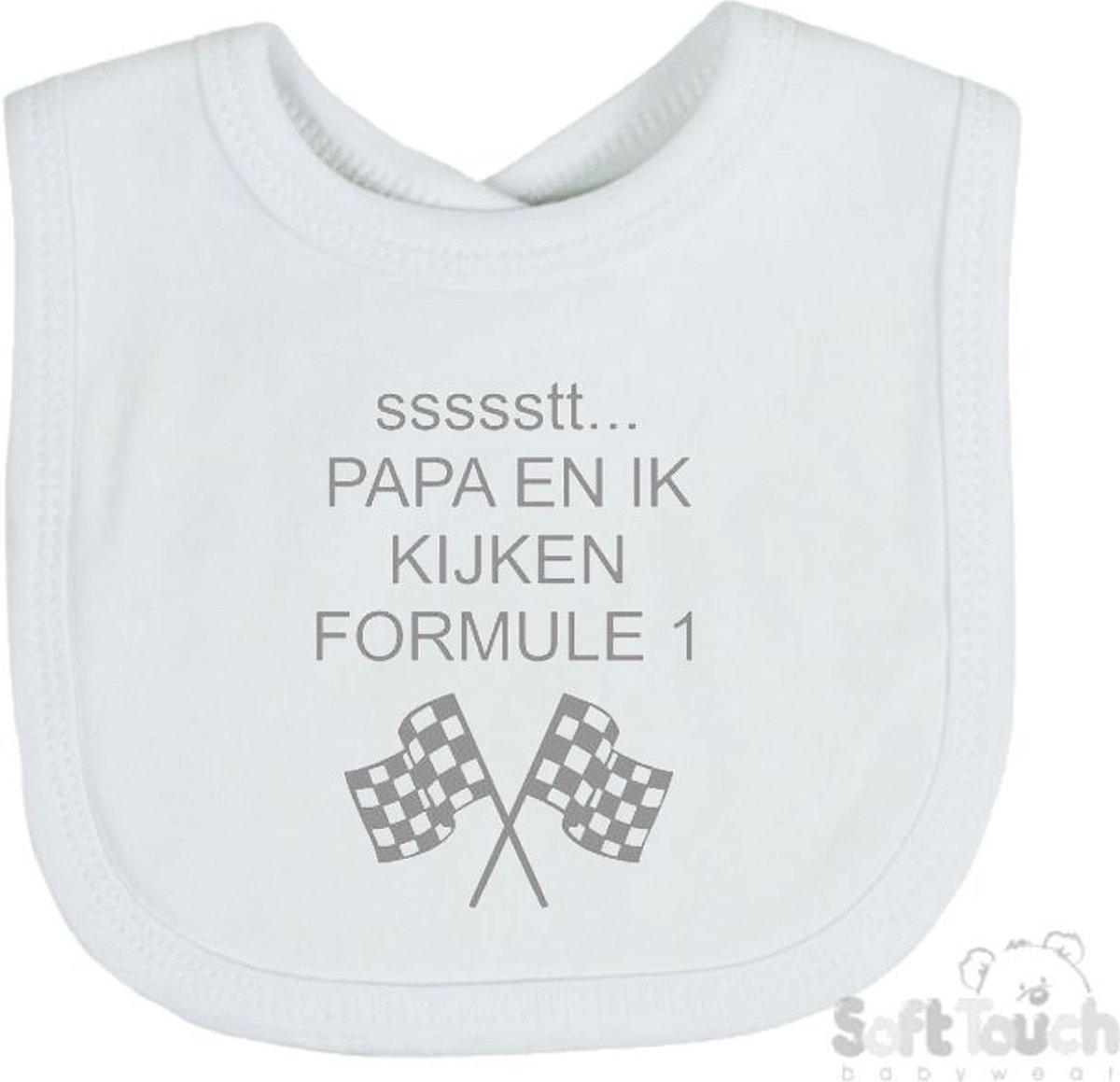 Goedkoopste Soft Touch Slabber Formule 1 Jongens 33 Cm Katoen Wit/grijs