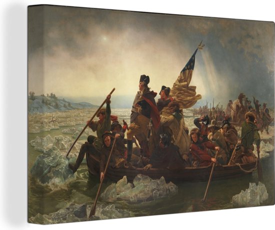 Tableau Toile "Washington Traversant Le Delaware" Par E. Leutze - Cadre Prêt à Accrocher