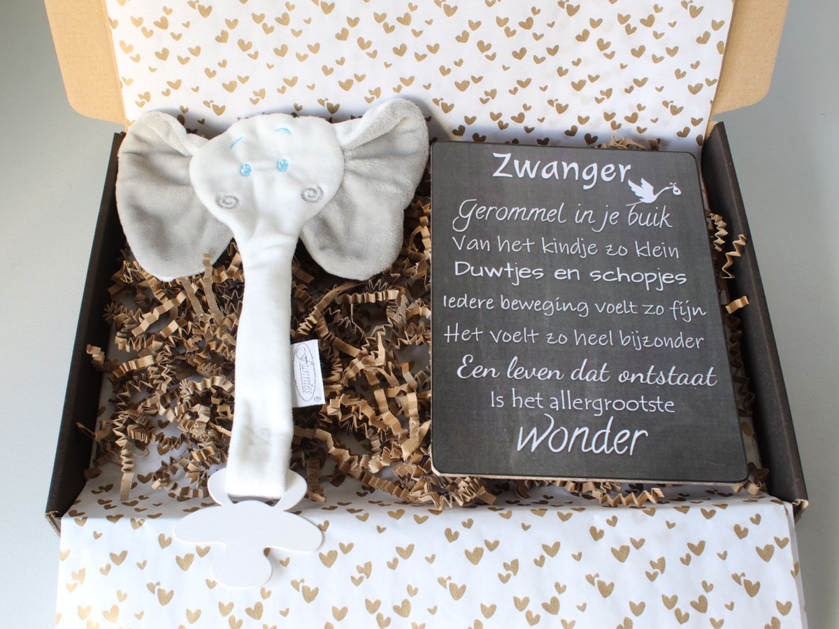 Goedkoopste Brievenbus cadeau Olifant - cadeau zwangerschap - cadeau baby - knuffeldoek - kraamcadeau