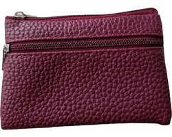 PU Leren Mini Portemonnee - Munttasje - Ritsportemonnee - Raspberry