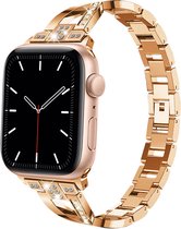 Luxe Horlogebandje Apple Iwatch dames 38/40/41mm rosegoud diamanten