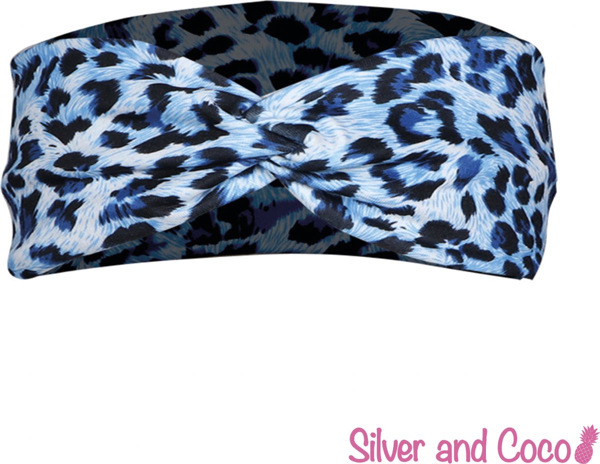 SilverAndCoco® - Gedraaide Haarband Festival Strik Dikke Fluffy Elastische Hoofdband Gedraaid / Geribbelde Brede Boho Vrolijke Zomer Haarbanden Dames / Elastische Meisjes Make up Knoop Bandana Breed - Tijgerprint / Panterprint