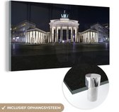 MuchoWow® Glasschilderij 120x60 cm - Schilderij acrylglas - Brandenburger Tor tijdens de nacht in Duitsland - Foto op glas - Schilderijen