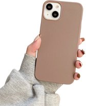 Soft Touch Hoesje - Geschikt voor Apple iPhone 15 - Bruin - Stevig Shockproof TPU Materiaal - Zachte Coating - Siliconen Feel Case - Back Cover