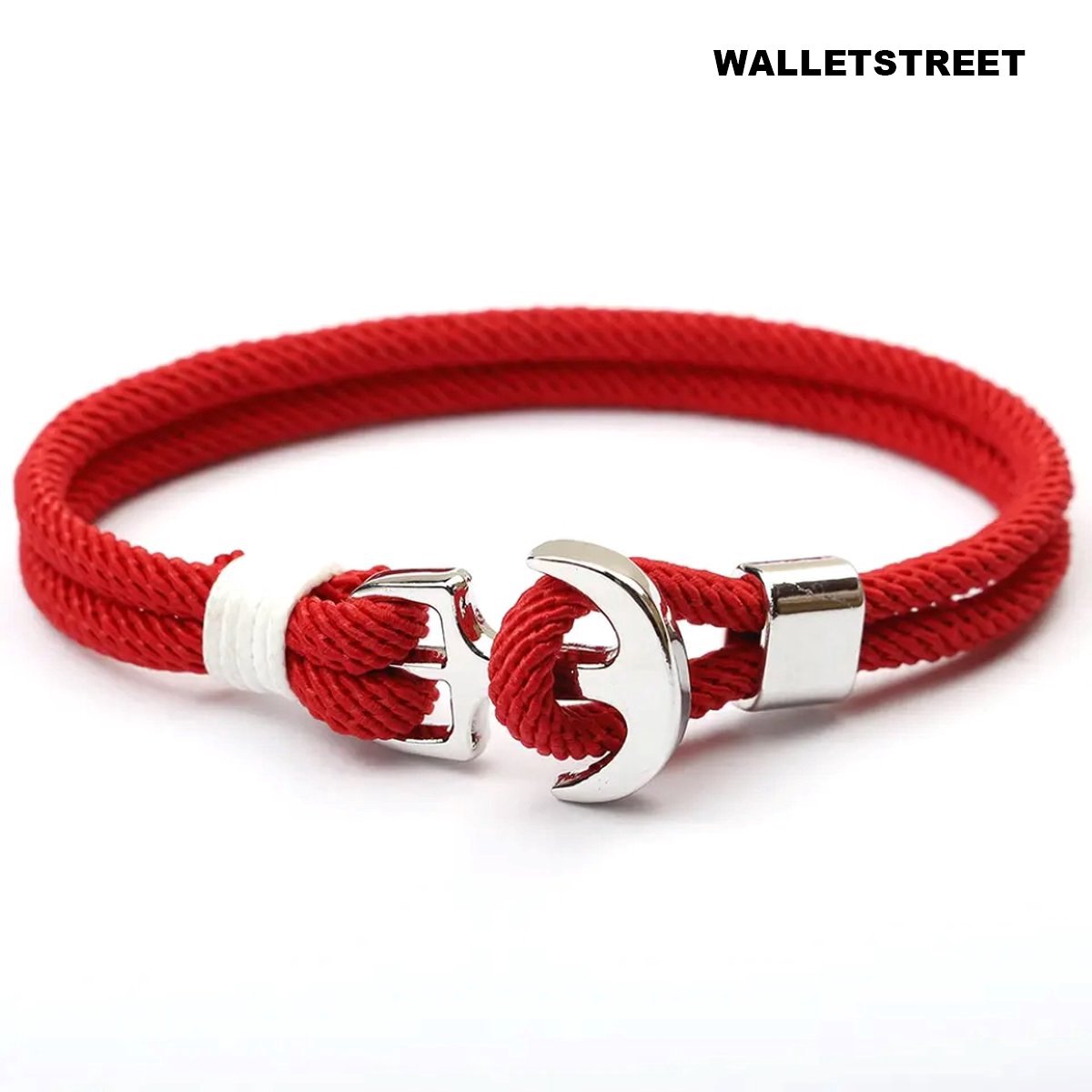 Walletstreet Rope Chain Anker Armband – Rood - Marine Armband 21 cm-voor mannen en vrouwen-Kerstcadeau-Ideale geschenk