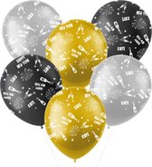 Folat - Ballonnen - BlackGold HNY - Zwart, Goud, Zilver - 6 stuks