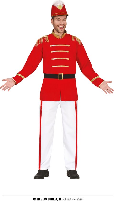 Guirca - Costume de Danse et de Divertissement - Costume de Frontman de la Fanfare - Rouge, Wit / Beige - Taille 52-54 - Déguisements - Déguisements
