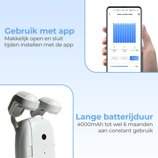 Hanzete 2 stks Tuya Smart Gordijn Motor BT Voice Control Elektrische Gordijn Robot APP Controle Timer Setup Compatibel met Alexa Thuis voor Romeinse Staaf