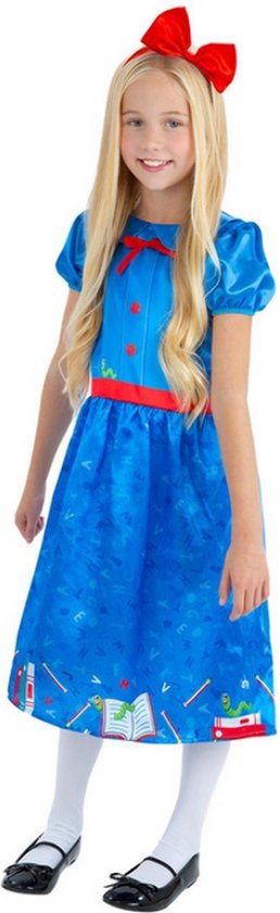 Smiffy's - Pop kostuum Kostuum - Boekenworm Jurk Blauw Meisje - Blauw - Large - Carnavalskleding - Verkleedkleding