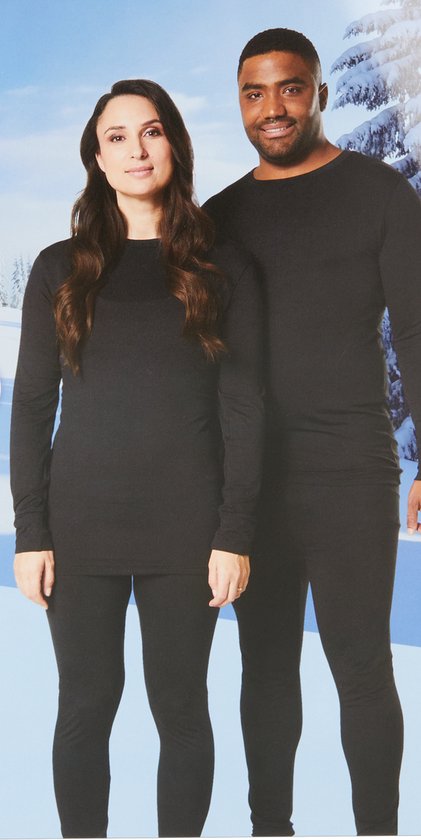 Thermoshirt - maat L - thermo shirt volwassen - zwart - warm en comfortabel - unisex