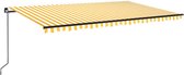 vidaXL - Luifel - handmatig - uittrekbaar - 500x300 - cm - geel - en - wit