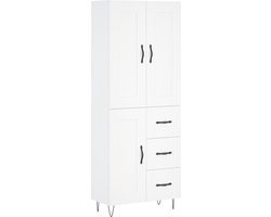 vidaXL - Hoge - kast - 69,5x34x180 - cm - bewerkt - hout - wit