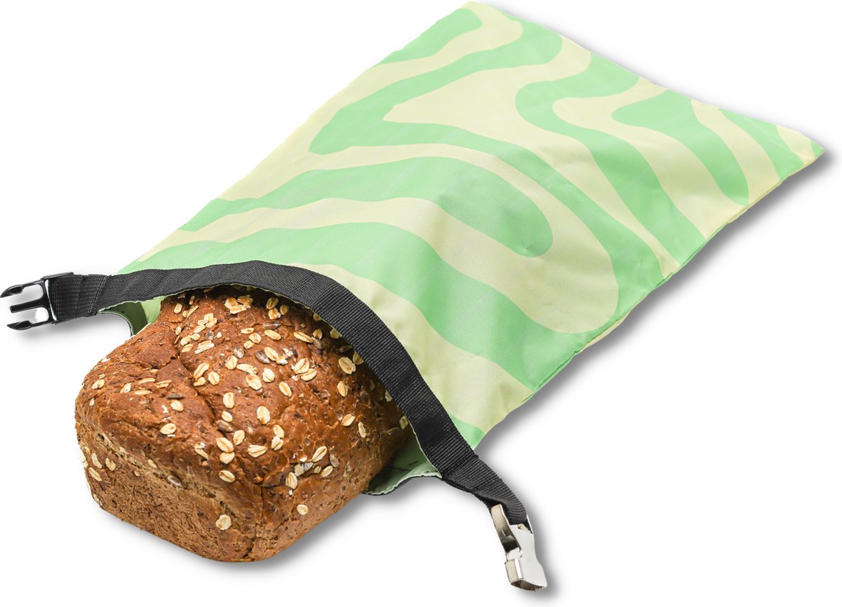 Broodnodig® - Herbruikbare Broodzak (44x30cm) – 100% RPET – Broodzakken Voor Zelfgebakken Brood – Luchtdicht – Thuisbakker - Diepvrieszak - Brooddoos – Zonnigewerveling