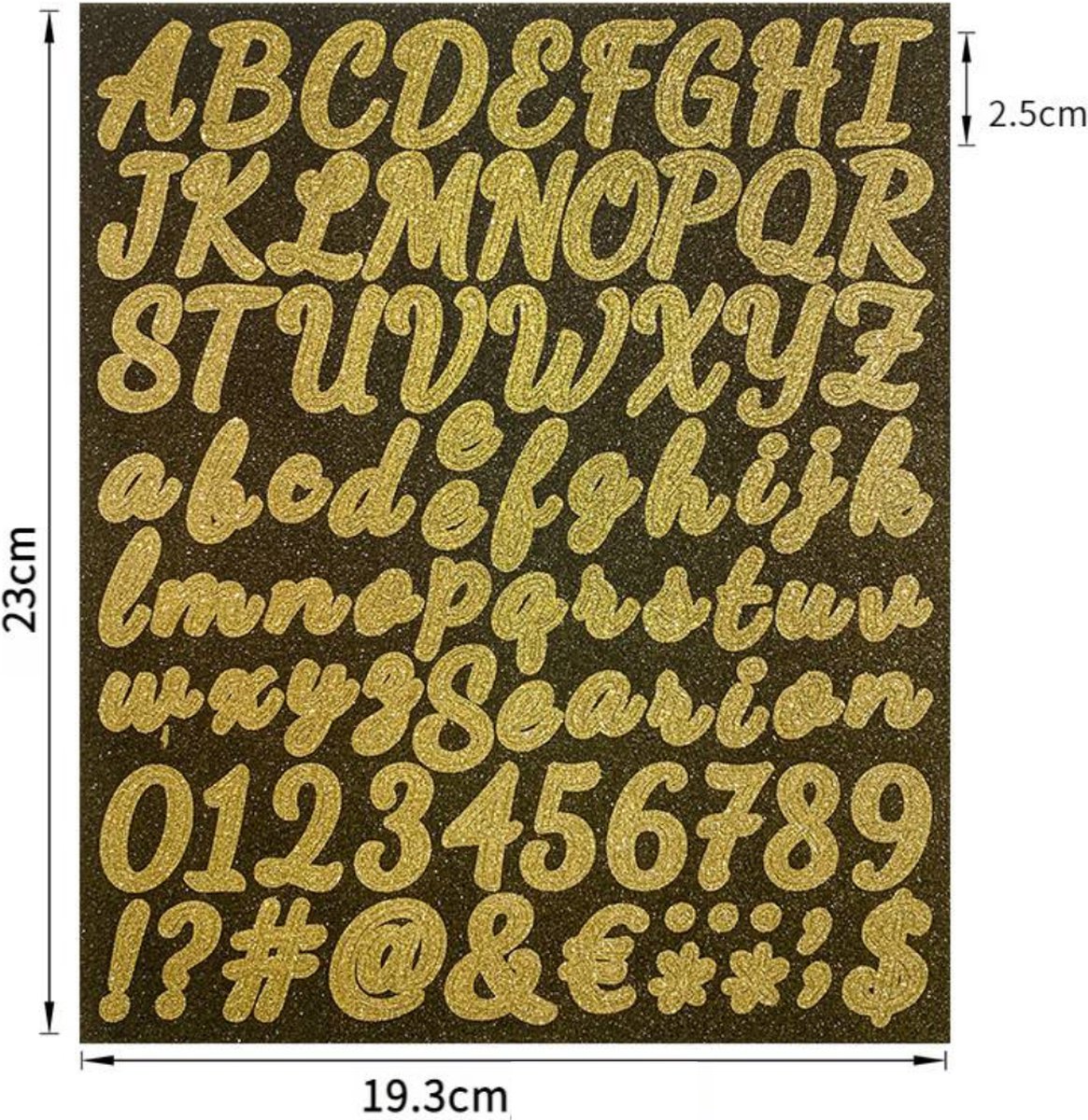 12 vellen gouden letterstickers, groot (12,7 cm), zelfklevende