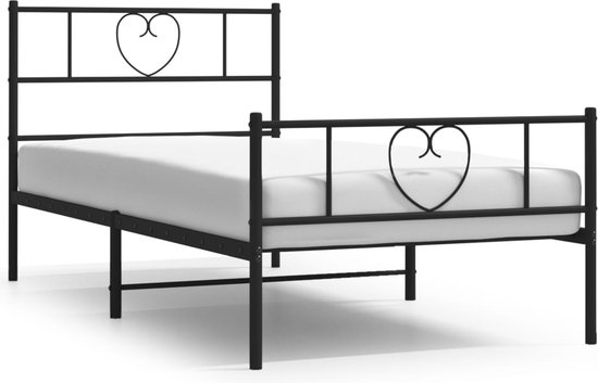 vidaXL - Bedframe - met - hoofd- - en - voeteneinde - metaal - zwart - 80x200 - cm