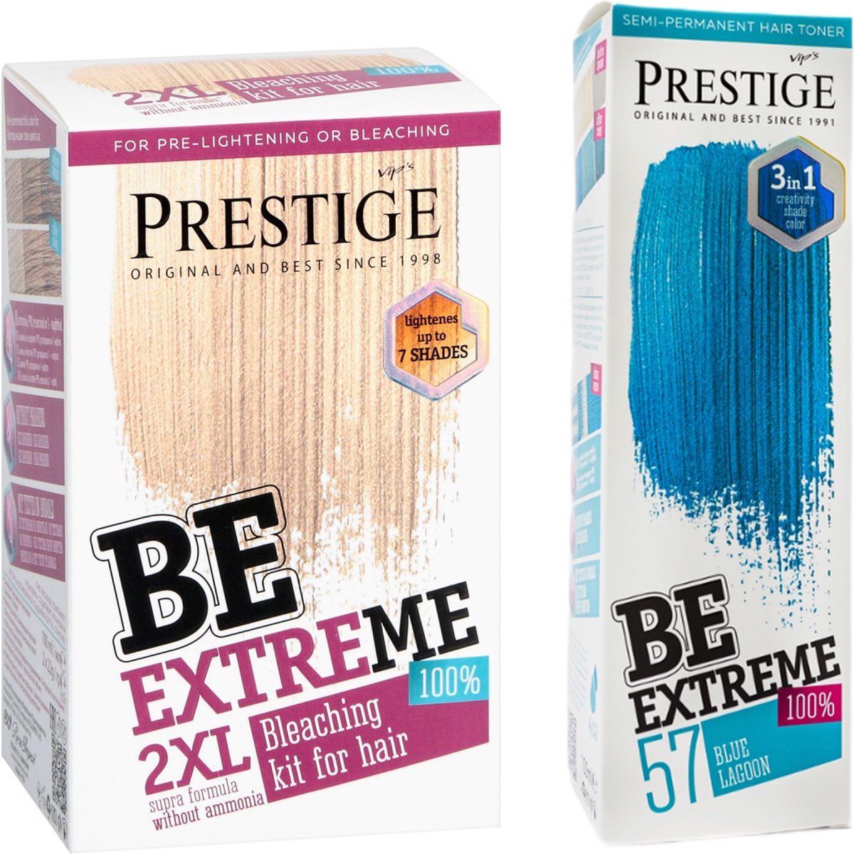 Prestige BeExtreme Semi-Permanente Blauwe Haarkleuring - Bleach kit & Blue Lagoon Voordeelset