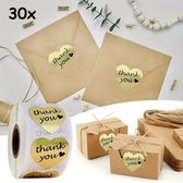 Sluitsticker - Sluitzegel - Thank you - Gouden hart | Bedankt | Zakelijk - Trouwerij - Envelop | Goud - Groot | Thank you - stickers| Envelop stickers | Cadeau - Gift - Cadeauzakje - Traktatie | Creativiteit | 30 stuks - 3,8 cm