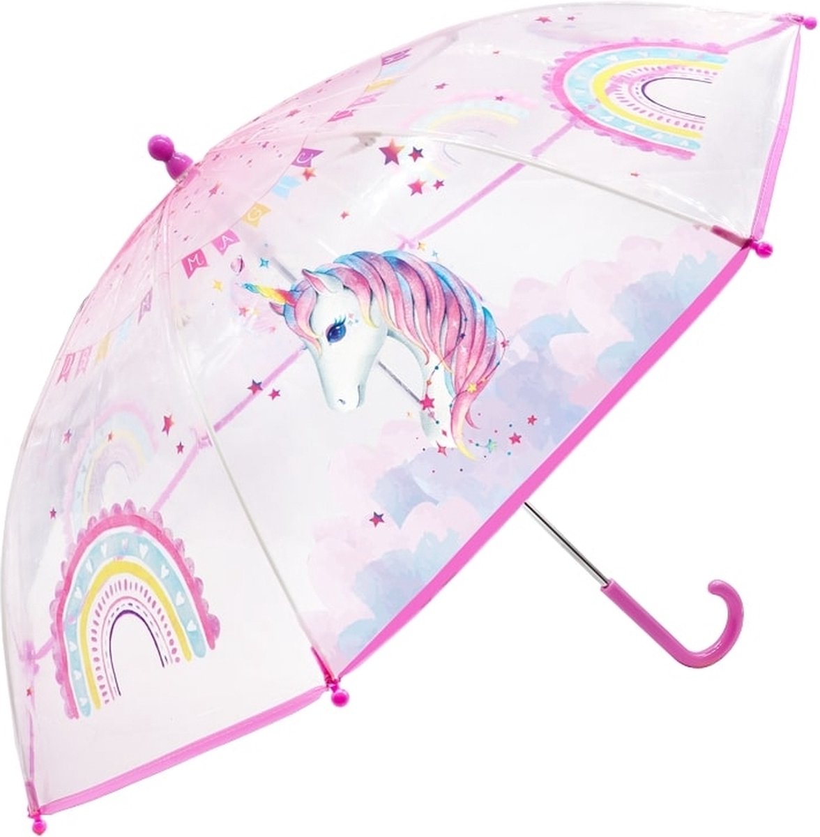 BB meisje paraplu transparant 70 cm Eenhoorn