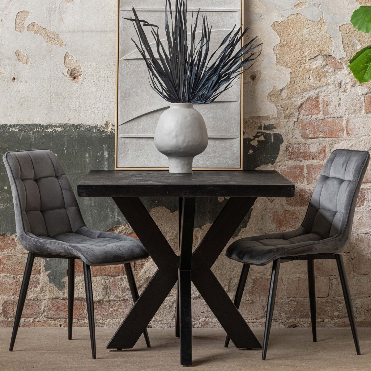 Mangohouten Eettafel Memphis Black Rechthoek 140x90 cm Mahom Industrieel - Dinertafel van Mangohout & Metaal - Industriële Eettafel