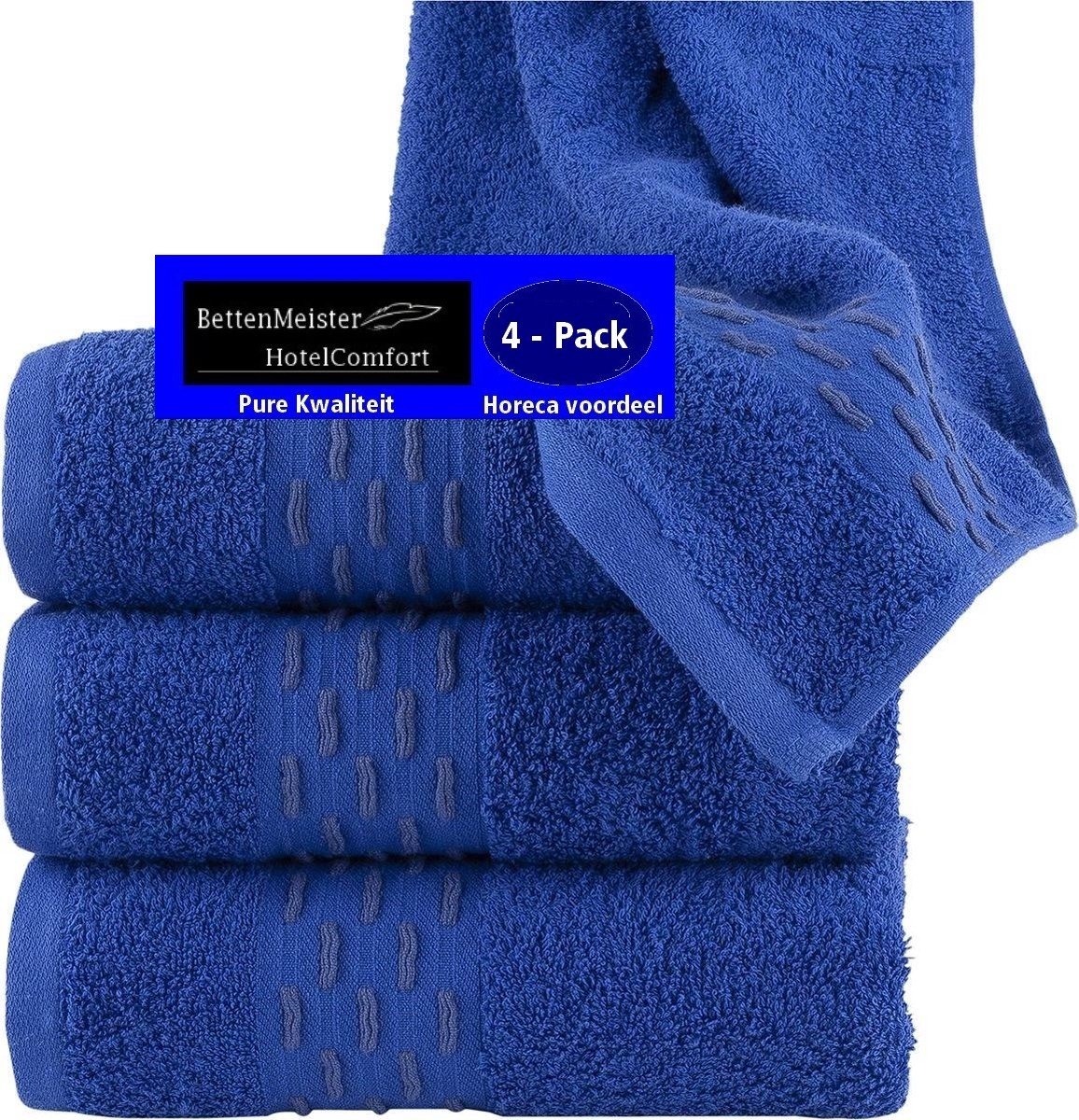 4 Pack Handdoeken - (4 stuks) golf jacquard royal blauw 50x100 cm - Katoen badstof